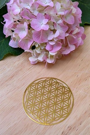 Altın Kaplama Yaşam Çiçeği metal Kristal Izgara Plaka